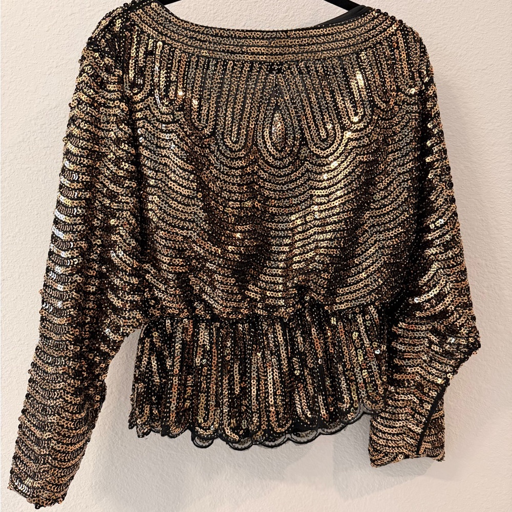 Elegant Black and Gold Sequin Top